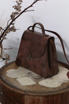 Cherevichkiotvichki 109 Collection British Handmade Calfskin Double Lock Bag PC2 Brown Hand Dyed